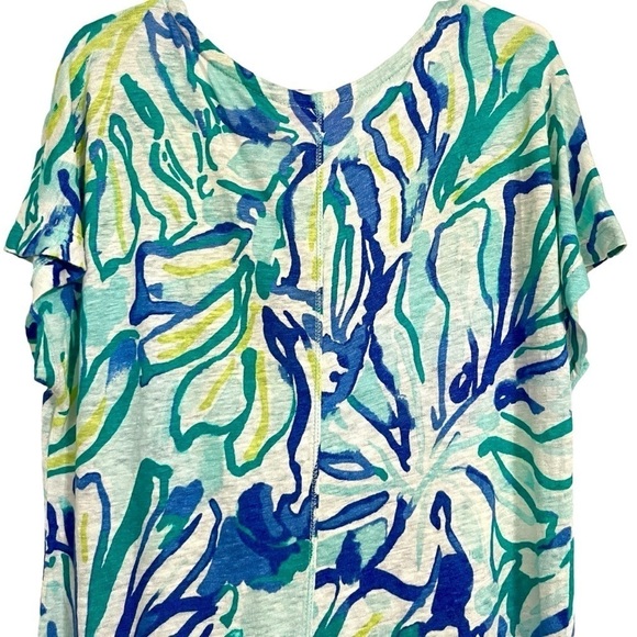 Lilly Pulitzer Linen Duval Dress in Pool Blue Stay Cool Dress Cover-Up Size XXS - Picture 6 of 12